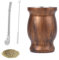 Huamirra, Tazza Mate in Acciaio Inossidabile, 240 ml, per Bevande Calde e Fredde, Doppio Isolamento, con Cucchiaio e Spazzola, per la Pulizia, Set da 230 ml, Legno