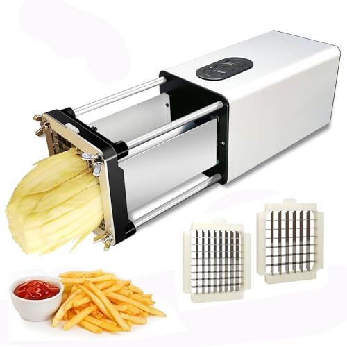 Coupe-frites électrique, coupe-bande de pommes de terre, coupe-frites commercial en acier inoxydable avec lames de 1/2 et 3/8, faible bruit, muet/forte puissance, pour cuisine domestique, restaurant