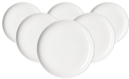 Ritzenhoff & Breker Volos Dessertteller 6er Set, 21 cm, Klassische Frühstücksteller in moderner Formsprache, Skandinavisches Design, Steinzeug, Weiß