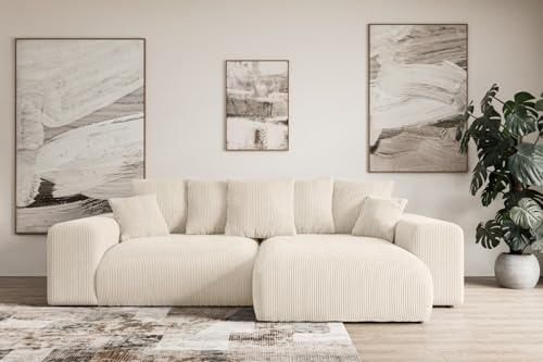 ALTDECOR Ecksofa mit Schlaffunktion L-Form Eskar-L 266x176x72 - Beige | Corner Sofa Bett Eckcouch Couch Wohnlandschaft Cauchsofa