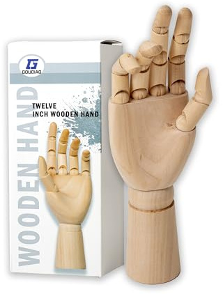 IPEA Große Holzhand – Höhe 30 cm – beweglich und flexibel mit beweglichen Fingern für Zeichner, Profis und Studenten – rechte Hand – Design Schaufensterpuppe für menschlichen Körper – Kunst