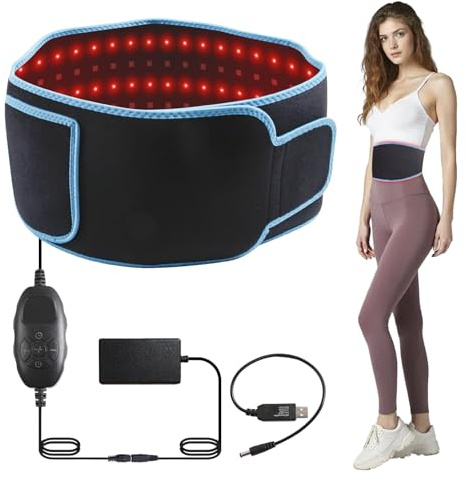 Rotlichtlampe Infrarotlampe Gürtel, 105 LEDs Rotlichtgürtel mit Timer Geeignet für Rücken, Schultern und Taille (blau+schwarz)