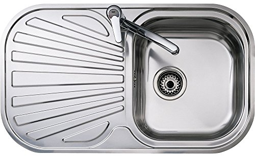 Teka Stylo 1C 1E - Fregadero de Cocina 1 Seno con Escurridor, Encastrado y Reversible, para Mueble de 45 cm, Válvula Canasta, Acero Inoxidable