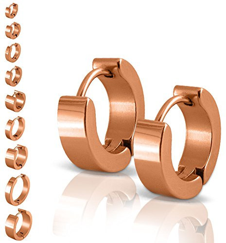 Soul-Cats 1 Paar Creolen aus Edelstahl in rose-gold, Ø 10mm / 4mm breit