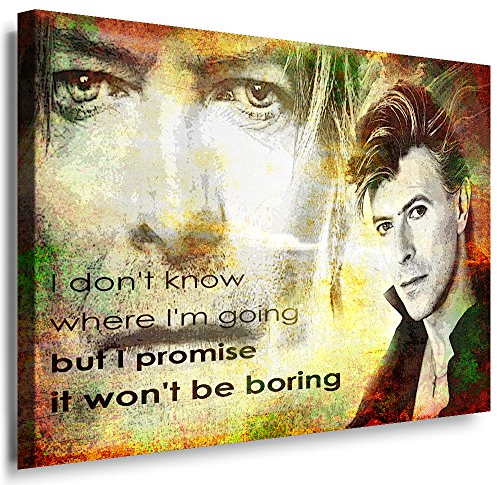 Julia-Art Leinwandbilder - David Bowie Bild 1 teilig - 70 mal 50 cm Leinwand auf Rahmen - sofort aufhängbar Wandbild XXL - Kunstdrucke QN55-3