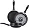 Magefesa Black - Juego de 3 sartenes (20/24/28) cm de acero vitrificado exterior color negro. Antiadherente bicapa reforzado, aptas para todo tipo de cocinas, especial inducción.