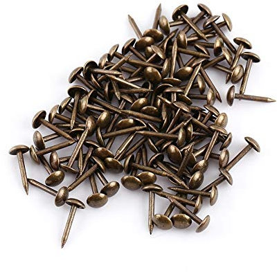 100 Piezas de Clavos Decorativos Vintage, Clavos Decorativos para Pies de Sofá, Clavos Decorativos Antiguos, Etiquetas Metálicas de Latón, Clavos de Cabeza Grande, Clavos para Muebles (6 * 14 mm)