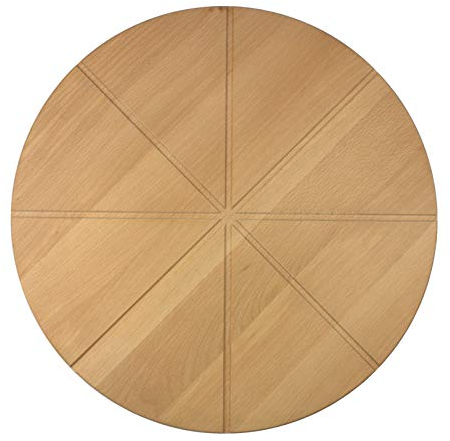 EFO Plato de Madera para Servir y Cortar Pizza - Tabla Redonda Con Ranuras, 35 cm de Diámetro