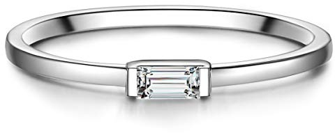 GLANZSTÜCKE MÜNCHEN Damen-Ring aus 925 Sterling Silber mit Zirkonia - Stapelring Silberring Solitärring