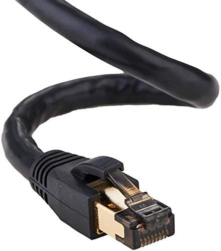 1M Black Cat8 SFTP Ethernet Patch Cable 40Gbps 2000Mhz Copper Internet Wire Compatible With Router, Modem, Smart TV, Laptop, Consoles