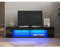 SONNI TV Schrank, Lowboard, mit LED-Beleuchtung, 12 Farben können eingestellt Werden, Fernsehtisch, TV-Regal, Fernsehschrank, Glasböden, Hochglanz, Schwarz, 135x39x30cm, GTV003B-BLACK-2.