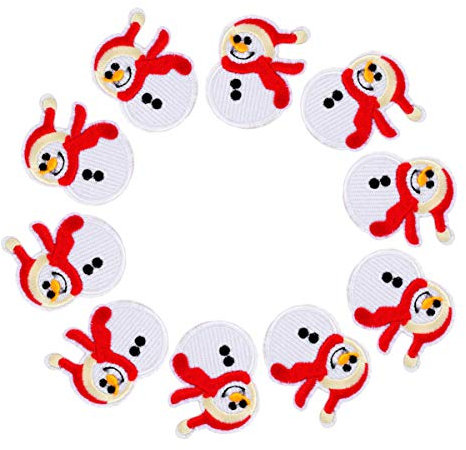EXCEART 10 Pcs Christmas Snowman Embroidered Patches Iron on Embroidered Appliques for DIY Sewing Clothes Decoration