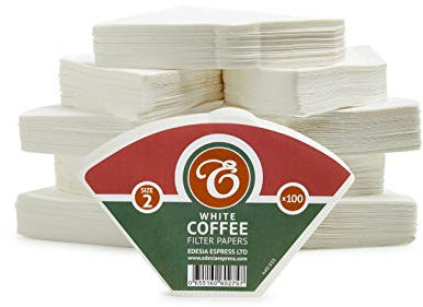 1000 Size 2 Coffee Filter Paper Cones, White by EDESIA ESPRESS