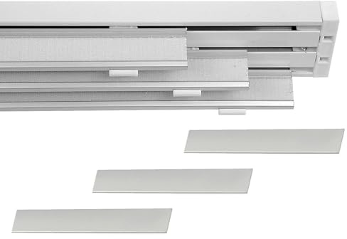 Tringle à Rideau Panneau avec Rail à 3 Voies, Personnalisable, Ouverture par Cordon ou Manuelle, Rail pour Rideaux Intérieur, Fenêtres, Portes ou Cloison, Fixation au Plafond ou au Mur (180CM)