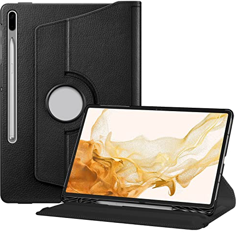 FINTIE Rotating Custodia per Samsung Galaxy Tab S8 Plus 2022/S7 FE 2021/S7 Plus 2020 12.4'' Pollici con S Pen Holder - 360 Gradi di Rotazione Girevole Case Protettiva con Auto Svegliati/Sonno, Nero