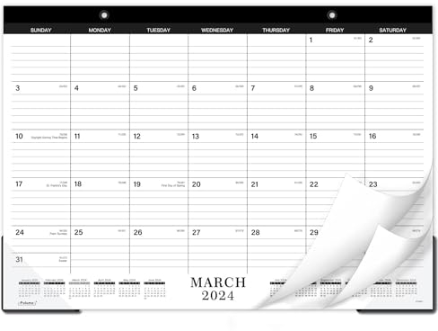Tischkalender 2024-2025 - MAR 2024 - AUG 2025, 18-Monats-Schreibtisch-/Wandkalender 2024-2025, 2025 Zoll x 30,5 cm, dickes Papier, Schreibtischkalender 2024-2025 mit Eckenschutz, Kalender mit