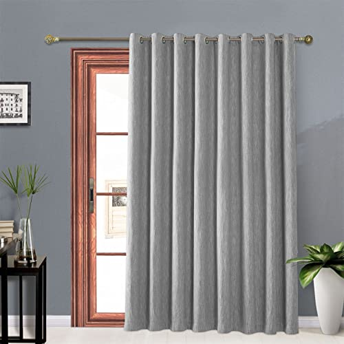 Melodieux Elegante Verdunkelungsvorhänge aus Baumwolle für Terrassentür, Wohnzimmer, wärmeisolierend, Sichtschutz, Ösen, Fenstervorhang, 1 Paneel, ca. 255 x 245 cm, Dunkelgrau