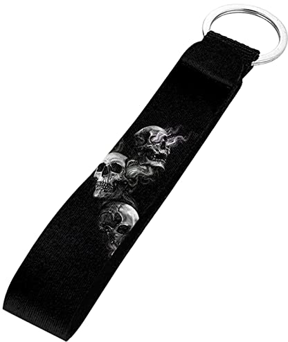 Jeiento Wristlet Lanyard Schlüsselanhänger Halter für Frauen Schlüsselanhänger mit Metallring für Autoschlüssel Rucksäcke Gym Daypacks, totenkopf, S