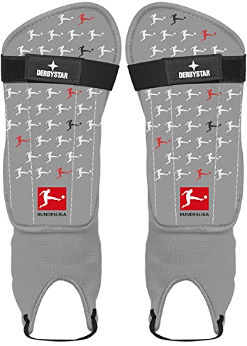 Derbystar Herren Bundesliga v22 Schienbeinschützer, Grau Schwarz Rot, L
