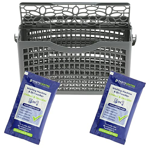 Masterpart Dishwasher Cutlery Basket Rack compatible with Caddy Whirlpool & 2 FREE Cleaner Descaler Sachets