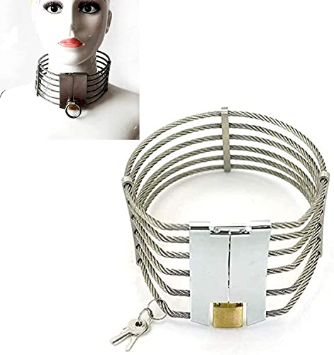 Ecoodisk Edelstahl Halsband Halsreif Metall Halsfessel SM Bondage Halsbänder Choker Kragen Abschließbar O-Ring Sklaven Folter Fetisch Erotik Sexspielzeuge Für Männer Frauen Paare,Female