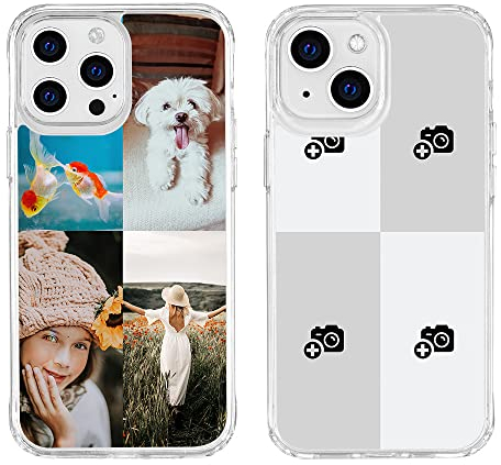 YOOCUSTOM Personalisierte Handyhülle für Apple iPhone 15 14 13 12 11 Pro Max Plus Mini X XS XR SE 2022, Benutzerdefiniert Hülle Klar Stoßfest Eigenem Foto Bild Collage Individuelle Schutzhülle(049)