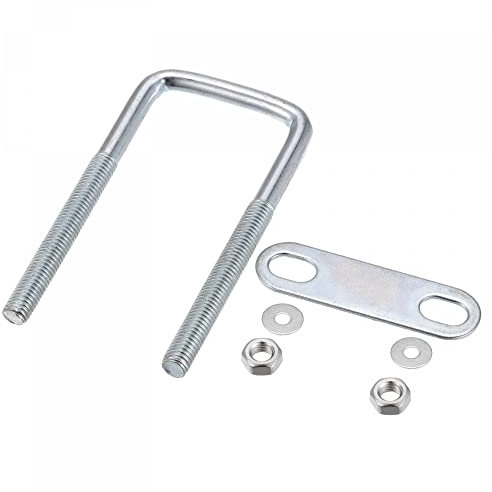 sourcing map U Bolts 4 Sets (M8x40x100mm), Square U Bolt Carbon Steel with Accessories - for Construction, Pipe