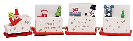 Weihnachts-Holzzug, Bauernhaus, rustikale Kindergeschenkdekorationen, Vintage, handgefertigt, dekoratives Basteln, Typ 12, 4 Abschnitte