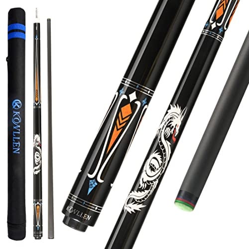 KONLLEN Billardqueue aus Carbonfaser, 147cm, professionelles Billardqueue für Erwachsene, Vollcarbon-Technologie, geringe Ablenkung, 12.5 mm Spitze (leicht zu kontrollieren, Pro Taper, ultraweich)