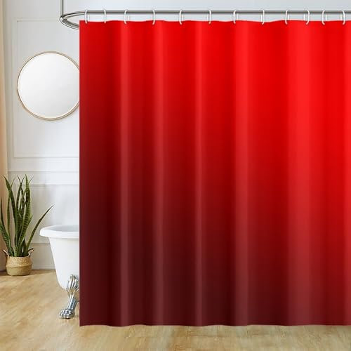 Uiiooazy Duschvorhang 180x200cm, Duschvorhang Anti Schimmel Rot Gradient Burgunder Moderne Duschvorhänge Stoff Waschbar Wasserdicht Polyester Blickdicht Bad Vorhang mit 12 Haken für Badezimmer