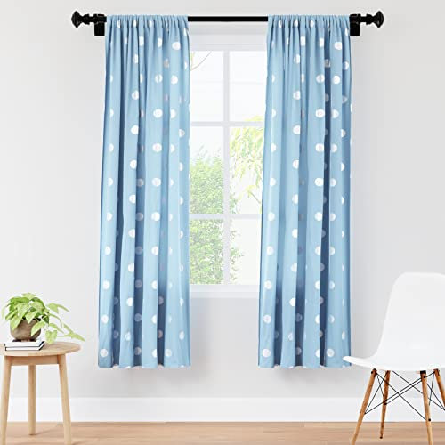 Encasa Homes Lot de 2 rideaux de fenêtre imprimés en polyester semi-transparent avec embrasse Ne rétrécissent pas et lavables en machine 140 x 183 cm Bleu dollar