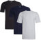Sock Stack Pack of 3 Mens Plain Crew Neck T Shirts Multipack Work Summer Short Sleeve Slim Fit Breathable T-Shirt for Men, Black Navy Grey XX Large
