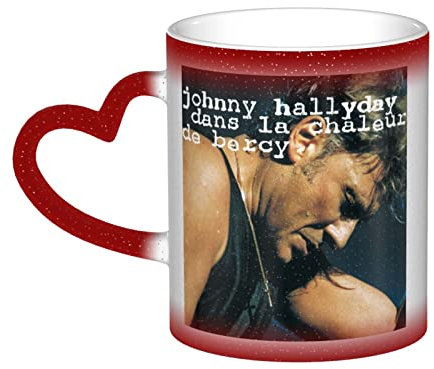 Oudrspo Johnny Leo Smet Hallyday Tasses à café pour homme femme, tasse à thé en céramique à changement de couleur, cadeau de vacances, tasse à changement de couleur dans le ciel