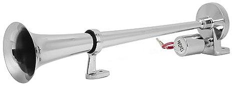 lufthörner für 12 volt,Elektrisches Trompetenhorn 1 Rohr für Zug,Auto,Boot,Zinklegierung,Verchromung,135 DB,450 Mm,12 V,24 V,Hoher Lautsprecher