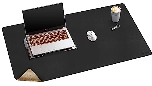 Mydours 100x50cm Große Schreibtischunterlage, XXL-tischunterlage aus PU-Leder & Kork, Wasserdicht Schreibtischunterlage für Laptop, Tastatur & Maus, Ideal für Büro, Homeoffice und Gaming (Schwarz)