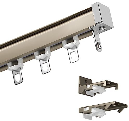 LIYI929GP Binario Tenda Soffitto Scorrevole con Accessori di Montaggio, Binario per Tende A Soffitto in Alluminio Bianco E Nero con Scorrevoli, Montaggio A Parete E Soffitto, Muto Binari A Soffitto