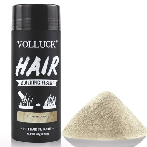 VOLLUCK Streuhaar zur Haarverdichtung, Langanhaltend Hair Fiber Frauen Männer, Natürlich Haarprodukte fur Haarausfall 28 g (Hellblond)