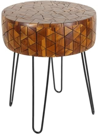 Casa Moro Stylischer Teakholz Beistelltisch Couchtisch Wohnzimmer Nachttisch Tisch Kolonial Rustikal Braun Sophie AL7020