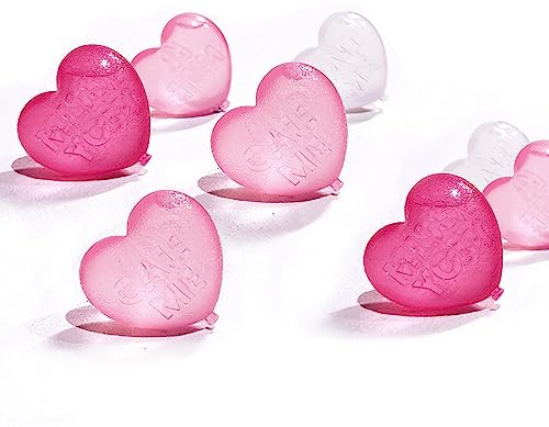 Heart Shaped Reusable Ice Cubes, 15PCS Plastic Ice Cubes, Plastic Ice Cubes Red Pink Hearts, Quick Freeze Colorful Plastic Square Ice Cubes for Drinks Whiskey Vodka Coffee