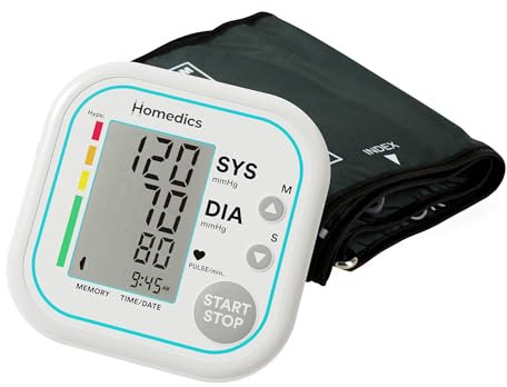 Homedics Automatic Arm Blood Pressure Monitor - Electric Heart-Rate Monitor for Home Use with Large Display and Adjustable Cuff, Irregular Heartbeat Detection - Health Diagnostics & Medical Supplies