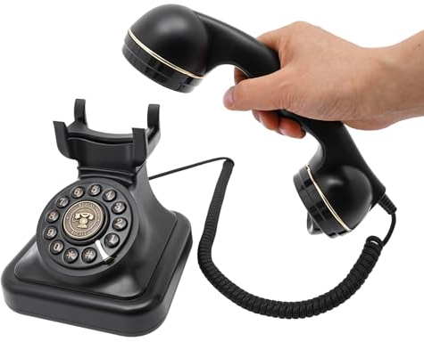 Antik-Vintage-Festnetztelefon mit Wählscheibe, Retro-Design, ideal als Dekoration für Wohnzimmer, Arbeitszimmer oder Geschenk, Schwarz