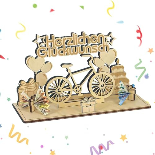 Wiuses Kreative Deko Fahrrad Geldgeschenk: Personalisiertes Holzgeschenk für Geburtstage - Vielseitig und Nachhaltig