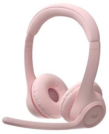 Logitech Zone 300, auriculares con micrófono Bluetooth inalámbricos con cancelación de ruido, Windows, Mac, Chrome, Linux, iOS, iPadOS, Android, Funcionan con Teams, Google Meet, Zoom - Rosado