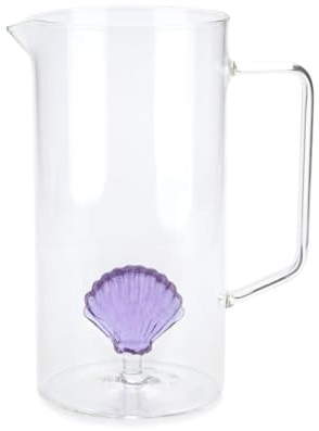 Balvi caraffa Atlantic Shell Colore Lilla Fatta a Mano in Vetro borosilicato 1,3 L