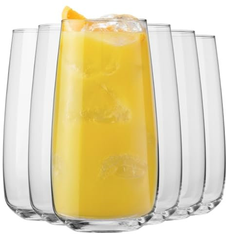 Krosno Glasses for Water, Juices, Cocktail, Pint Glass Tumblers - Modern, Elegant Design - Set of 6, Total Capacity:700ml/ usable 620 ml, Dishwasher Safe