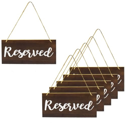 TUICARE 10 letreros colgantes de madera rústica para bodas, eventos especiales, asientos reservados con funciones de cuerda para colgar en sillas