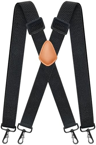 Hosenträger für Herren Extra Stark mit 4 robusten Karabiner Verschluss,4 cm breit Passform für Damen Herren Einheitsgröße Einstellbar elastisch Hosenträger für Arbeitshose Motorradhose X Style Braun