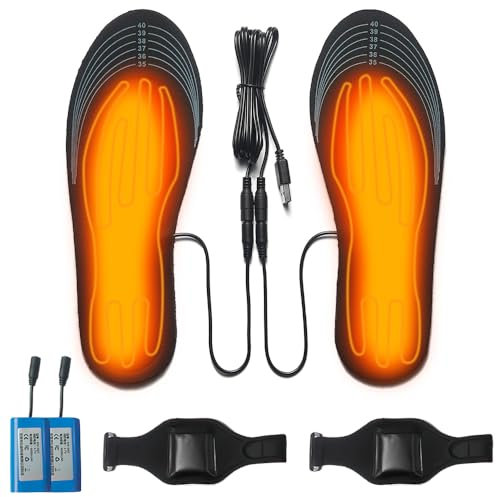 OBEST Solette Riscaldate Elettriche per Donne Uomini, Solette Ricaricabili con Dimensioni Regolabili, Scaldapiedi con Batteria 8000mAh per Sedersi a Lungo, Campeggio, Caccia, Pesca