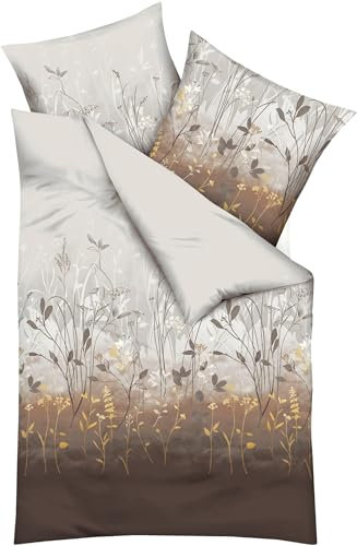 Kaeppel Bettwäsche-Set Herbal, 100% Baumwolle, 1 Kissenbezug 80x80 cm, 1 Bettbezug 135x200 cm oder 155x220 cm (Kiesel 443-689, 1 x 80x80 + 1 x 135x200 cm)