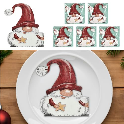 Servietten 60er Set │ Wichtel Silhoutte│3lagige Papierserviette 17x17cm │stoffähnlich Tuch Weihnachten (1 x 60er Set Servietten Wichtel)